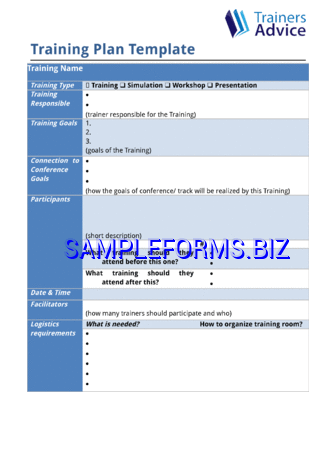 Training Plan Template 1 doc pdf free